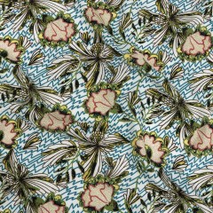 Slubbed Viscose Woven Print – Turquoise and Green Floral and Zig Zag – Mood Exclusive Retro Blossoms Slubbed Viscose Woven Print – Turquoise and Green Floral and Zig Zag – Mood Exclusive Retro Blossoms