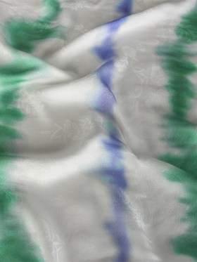 Flowery Viscose Jacquard Print – Green and Blue Tie Dye Stripes – Mood Exclusive Cloud Writing Flowery Viscose Jacquard Print – Green and Blue Tie Dye Stripes – Mood Exclusive Cloud Writing