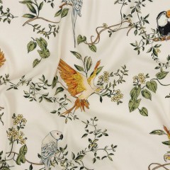 Sustainable Viscose Woven Print – Ivory and Green Birds in Branches – Mood Exclusive Avian Adoration Sustainable Viscose Woven Print – Ivory and Green Birds in Branches – Mood Exclusive Avian Adoration