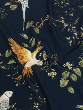 Sustainable Viscose Woven Print – Navy and Green Birds in Branches – Mood Exclusive Avian Adoration Sustainable Viscose Woven Print – Navy and Green Birds in Branches – Mood Exclusive Avian Adoration