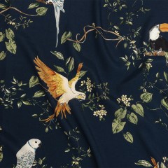Sustainable Viscose Woven Print – Navy and Green Birds in Branches – Mood Exclusive Avian Adoration Sustainable Viscose Woven Print – Navy and Green Birds in Branches – Mood Exclusive Avian Adoration