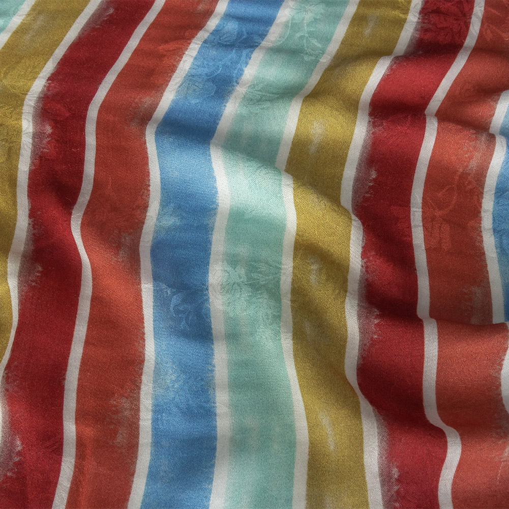 Flowery Viscose Jacquard Print – Rainbow Stripes – Mood Exclusive Striation Satisfaction Flowery Viscose Jacquard Print – Rainbow Stripes – Mood Exclusive Striation Satisfaction