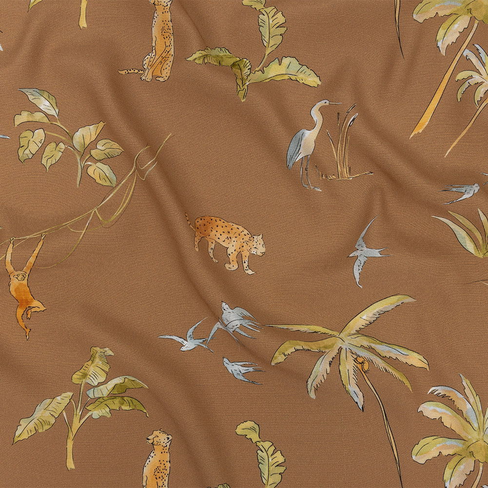 Sustainable Viscose Woven Print – Beige Animals and Palm Trees – Mood Exclusive Savanna Spectacle Sustainable Viscose Woven Print – Beige Animals and Palm Trees – Mood Exclusive Savanna Spectacle