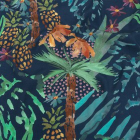 Sustainable Viscose Woven Print – Bright Navy and Green Painterly Palm Trees – Mood Exclusive Sundrenched Splash Sustainable Viscose Woven Print – Bright Navy and Green Painterly Palm Trees – Mood Exclusive Sundrenched Splash