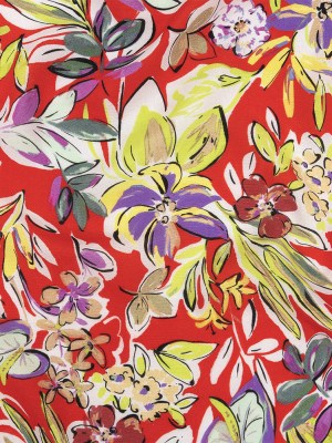 Sustainable Viscose Woven Print – Scarlet, Purple and Yellow Floral – Mood Exclusive Greenhouse Gala Sustainable Viscose Woven Print – Scarlet, Purple and Yellow Floral – Mood Exclusive Greenhouse Gala