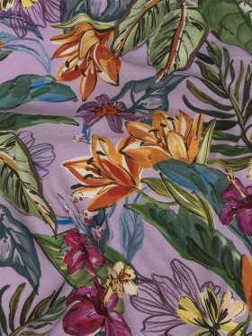 Sustainable Viscose Woven Print – Lavender and Multicolor Floral – Mood Exclusive Flowering Fantasy Sustainable Viscose Woven Print – Lavender and Multicolor Floral – Mood Exclusive Flowering Fantasy