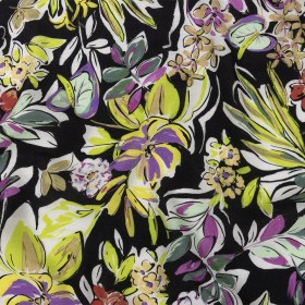 Sustainable Viscose Woven Print – Black, Purple and Yellow Floral – Mood Exclusive Greenhouse Gala Sustainable Viscose Woven Print – Black, Purple and Yellow Floral – Mood Exclusive Greenhouse Gala