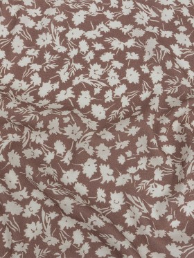 Gauzy Viscose Crepe Print – Dusty Brown and White Floral – Mood Exclusive Botanical Imprints Gauzy Viscose Crepe Print – Dusty Brown and White Floral – Mood Exclusive Botanical Imprints