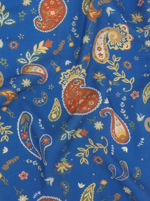 Viscose Twill Print – Blue and Orange Paisley – Mood Exclusive Sublime Swirling Viscose Twill Print – Blue and Orange Paisley – Mood Exclusive Sublime Swirling