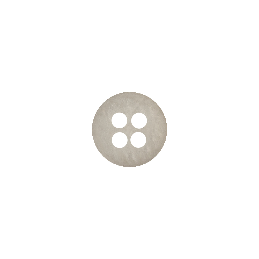 Plastic 4-Hole Button - 18L/11.5mm - Ivory and Beige Flat Rim