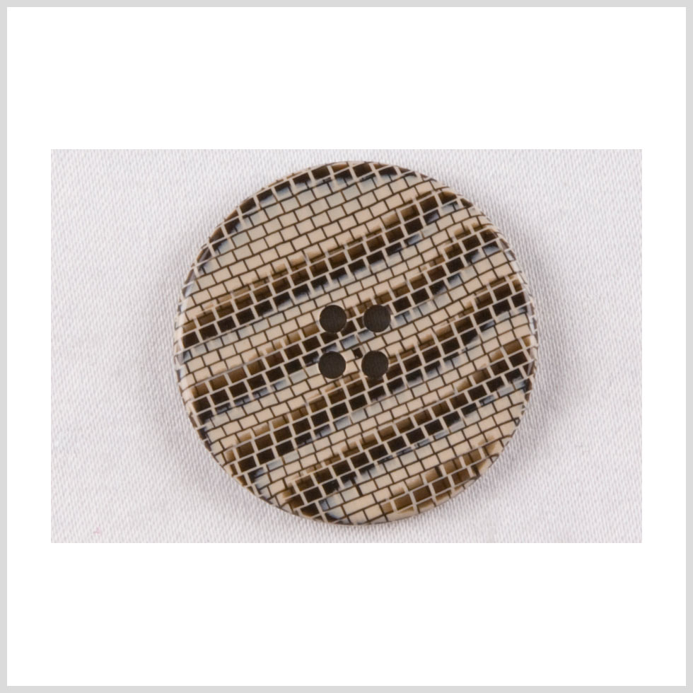 Plastic 4-Hole Button – 40L/25.5mm – Beige and Brown Waves and Bricks Plastic 4-Hole Button – 40L/25.5mm – Beige and Brown Waves and Bricks