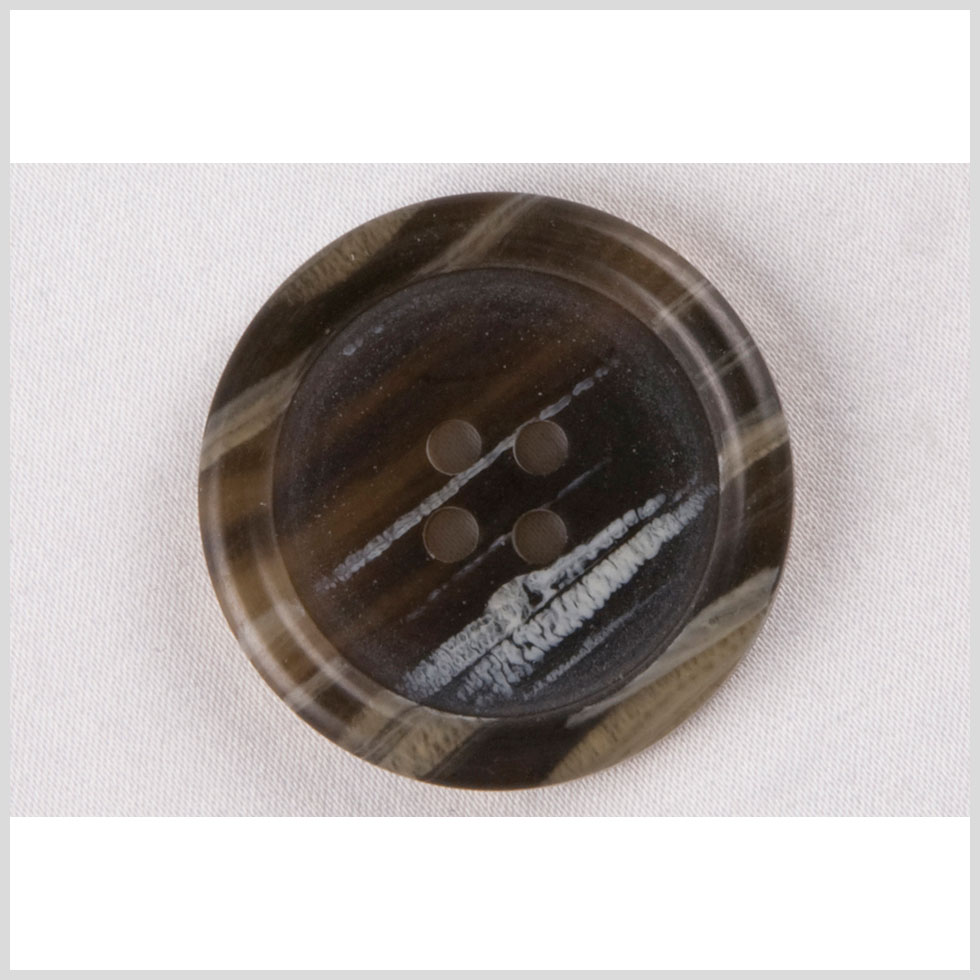 Plastic 4-Hole Button – 50L/32mm – Dark Brown, Stone and White Striated Rolled Rim Plastic 4-Hole Button – 50L/32mm – Dark Brown, Stone and White Striated Rolled Rim