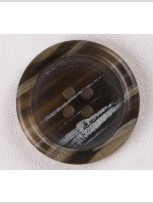 Plastic 4-Hole Button – 50L/32mm – Dark Brown, Stone and White Striated Rolled Rim Plastic 4-Hole Button – 50L/32mm – Dark Brown, Stone and White Striated Rolled Rim