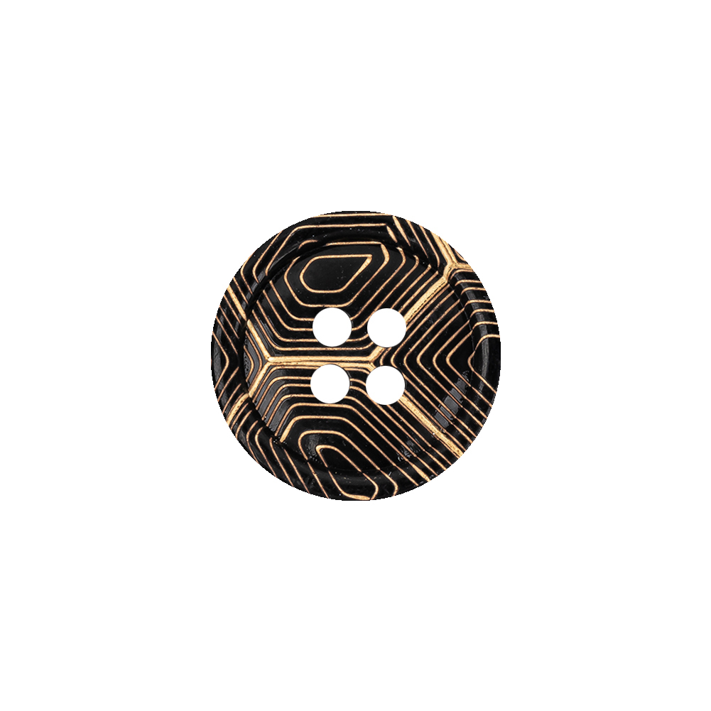 Gold and Black Narrow Rim 4-Hole Blazer Button – 25L/16mm Gold and Black Narrow Rim 4-Hole Blazer Button – 25L/16mm