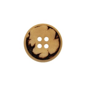 Ivory and Brown Two-Tone 4-Hole Plastic Button – 30L/19mm Ivory and Brown Two-Tone 4-Hole Plastic Button – 30L/19mm