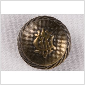 Metal Shank Back Button – 36L/23mm – Brass Crest and Rope Rim Metal Shank Back Button – 36L/23mm – Brass Crest and Rope Rim