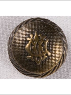 Metal Shank Back Button – 36L/23mm – Brass Crest and Rope Rim Metal Shank Back Button – 36L/23mm – Brass Crest and Rope Rim