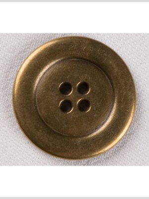 Metal 4-Hole Coat Button – 44L/28mm – Brass Raised Center Metal 4-Hole Coat Button – 44L/28mm – Brass Raised Center