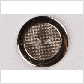Silver 2-Hole Metal Coat Button with Raised Rim and Textured Center – 36L/23mm Silver 2-Hole Metal Coat Button with Raised Rim and Textured Center – 36L/23mm
