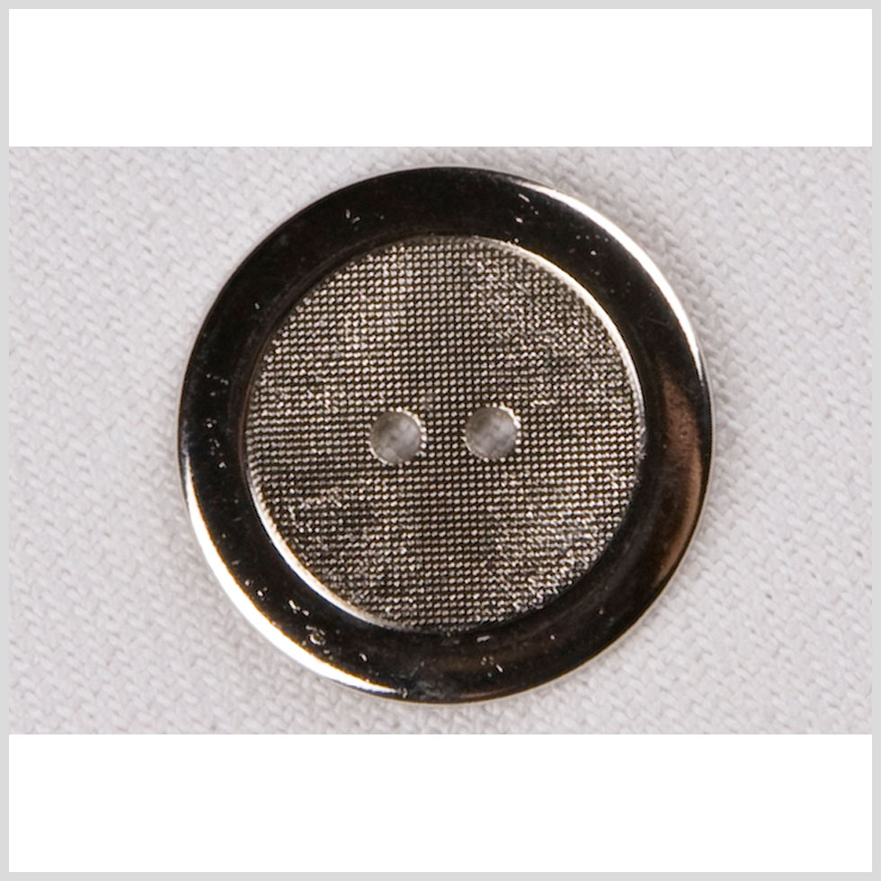 Silver 2-Hole Metal Coat Button with Raised Rim and Textured Center – 28L/18mm Silver 2-Hole Metal Coat Button with Raised Rim and Textured Center – 28L/18mm