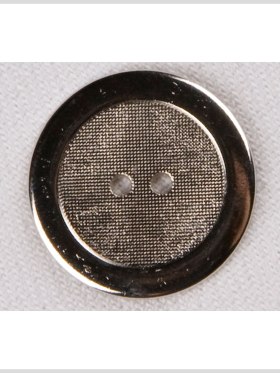 Silver 2-Hole Metal Coat Button with Raised Rim and Textured Center – 28L/18mm Silver 2-Hole Metal Coat Button with Raised Rim and Textured Center – 28L/18mm