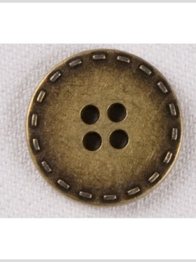 Metal 4-Hole Button – 28L/18mm – Yellow Brass Stitches Embossed Rim Metal 4-Hole Button – 28L/18mm – Yellow Brass Stitches Embossed Rim