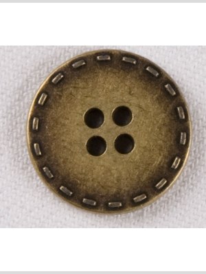 Metal 4-Hole Button – 24L/15mm – Yellow Brass Stitches Embossed Rim Metal 4-Hole Button – 24L/15mm – Yellow Brass Stitches Embossed Rim