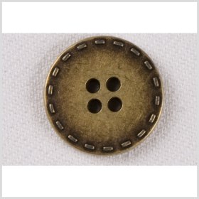 Metal 4-Hole Button – 24L/15mm – Yellow Brass Stitches Embossed Rim Metal 4-Hole Button – 24L/15mm – Yellow Brass Stitches Embossed Rim