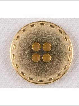Metal 4-Hole Button – 32L/20mm – Gold Flat with Stitched Border Metal 4-Hole Button – 32L/20mm – Gold Flat with Stitched Border