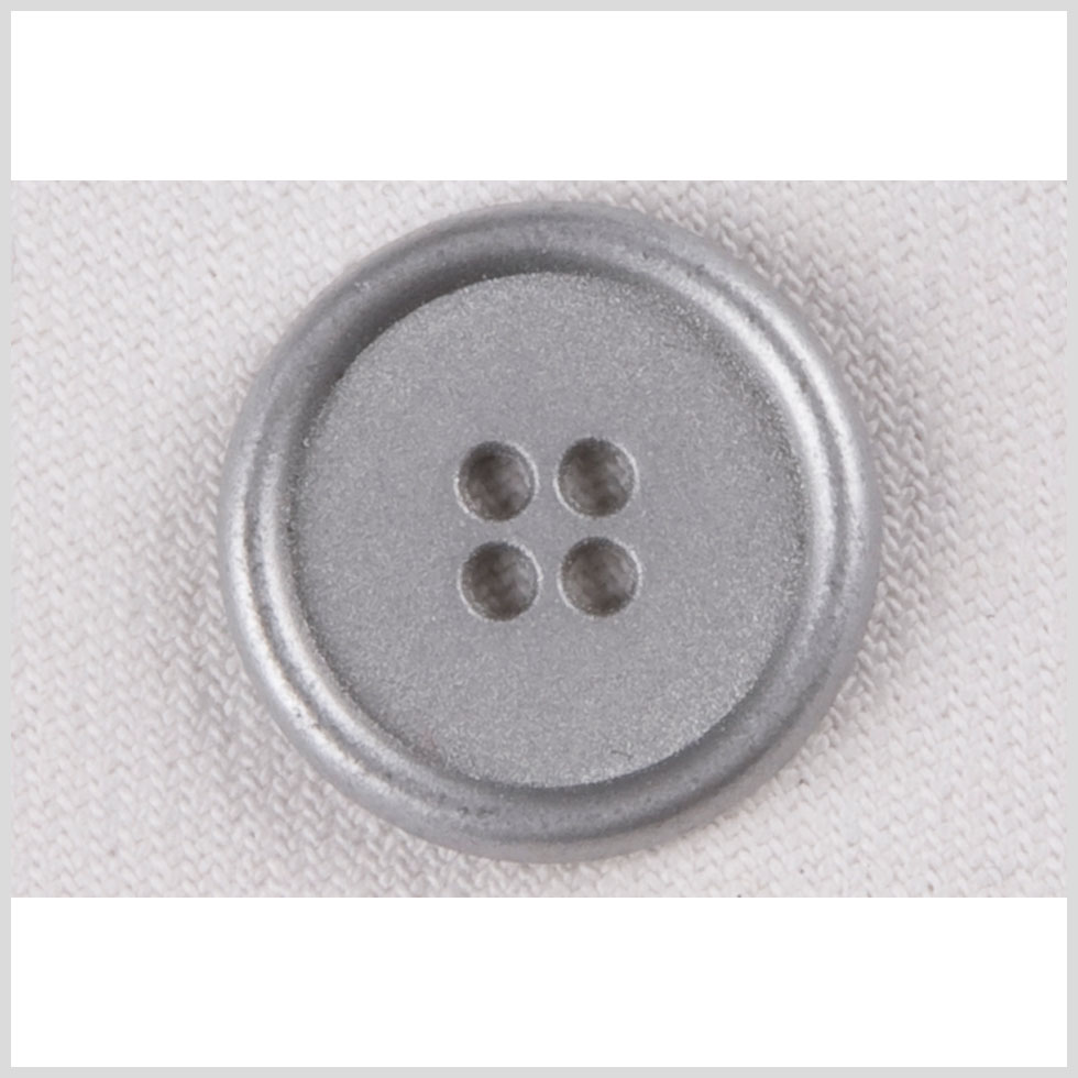 Silver 4-Hole Metal Coat Button with Rounded Rim – 18L/11.5mm Silver 4-Hole Metal Coat Button with Rounded Rim – 18L/11.5mm