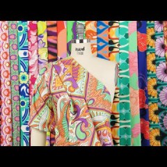 Stretch Cotton Sateen – Purple and Yellow Floral – Far Out Florals Print – Mood Exclusive Groove Collection Stretch Cotton Sateen – Purple and Yellow Floral – Far Out Florals Print – Mood Exclusive Groove Collection