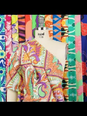 Stretch Cotton Sateen – Pink, Green and Periwinkle Floral – Floral Flow Print – Mood Exclusive Groove Collection Stretch Cotton Sateen – Pink, Green and Periwinkle Floral – Floral Flow Print – Mood Exclusive Groove Collection