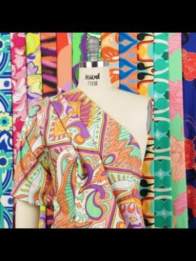 Stretch Cotton Sateen – Pink, Green and Periwinkle Floral – Floral Flow Print – Mood Exclusive Groove Collection Stretch Cotton Sateen – Pink, Green and Periwinkle Floral – Floral Flow Print – Mood Exclusive Groove Collection