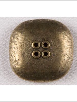 Rounded Square Metal 4-Hole Button – 44L/28mm – Brass Distressed Texture Rounded Square Metal 4-Hole Button – 44L/28mm – Brass Distressed Texture