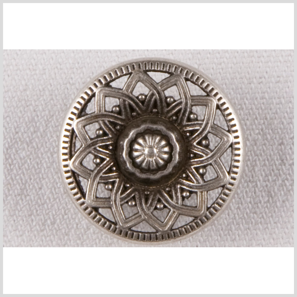Silver Decorative Metal Flower Shank-Back Coat Button – 36L/23mm Silver Decorative Metal Flower Shank-Back Coat Button – 36L/23mm