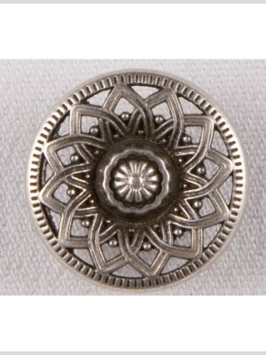Silver Decorative Metal Flower Shank-Back Coat Button – 36L/23mm Silver Decorative Metal Flower Shank-Back Coat Button – 36L/23mm