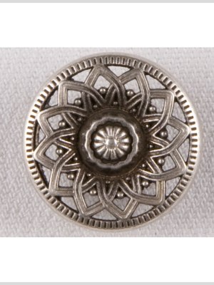 Silver Decorative Metal Flower Shank-Back Coat Button – 28L/18mm Silver Decorative Metal Flower Shank-Back Coat Button – 28L/18mm