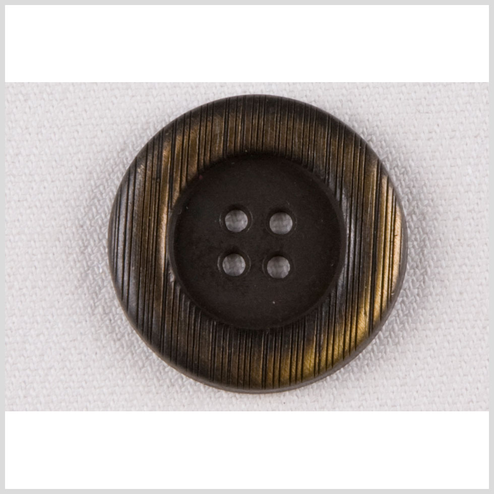 Metal 4-Hole Button – 44L/28mm – Brass Rolled Rim with Engraved Lines Metal 4-Hole Button – 44L/28mm – Brass Rolled Rim with Engraved Lines
