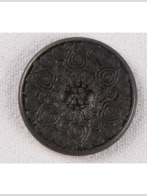Metal 2-Hole Button – 32L/20mm – Gunmetal Hearts and Swirls Metal 2-Hole Button – 32L/20mm – Gunmetal Hearts and Swirls