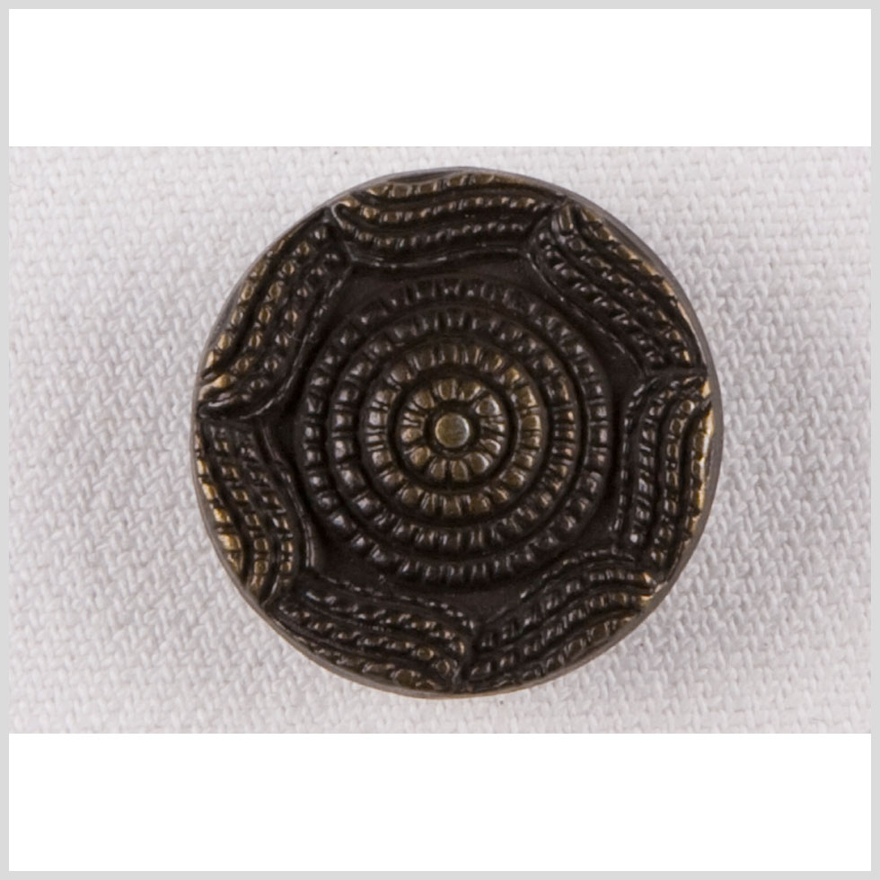 Metal Shank Back Button – 36L/23mm – Antique Brass Rope Rings and Waves Metal Shank Back Button – 36L/23mm – Antique Brass Rope Rings and Waves