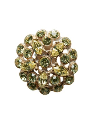 Gold/Green Rhinestoned Metal Shank Back Button – 36L/23mm Gold/Green Rhinestoned Metal Shank Back Button – 36L/23mm