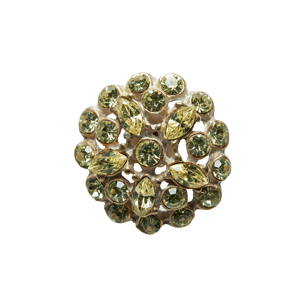 Gold/Green Rhinestoned Metal Shank Back Button – 36L/23mm Gold/Green Rhinestoned Metal Shank Back Button – 36L/23mm