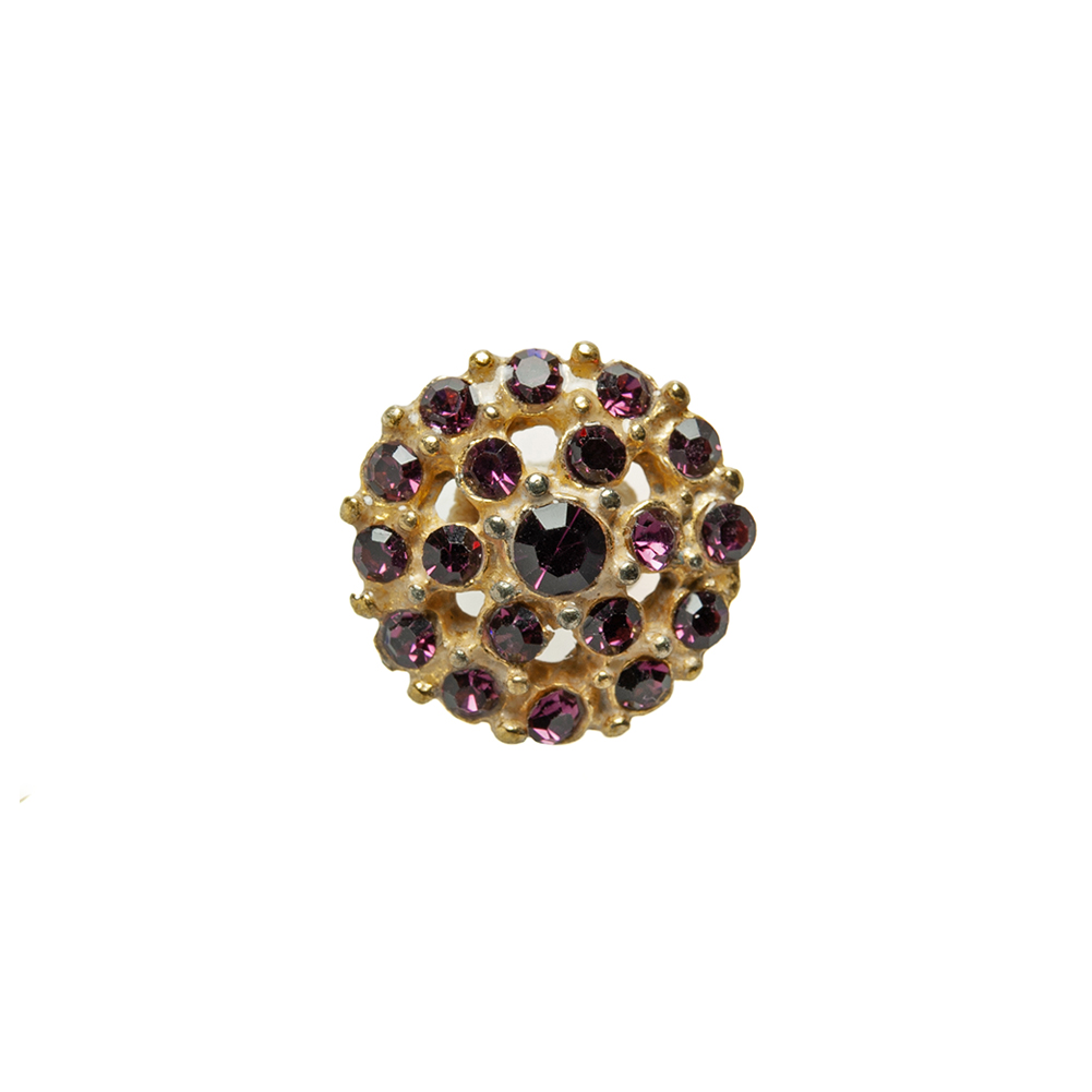 Gold/Purple Rhinestoned Metal Shank Back Button – 22L/14mm Gold/Purple Rhinestoned Metal Shank Back Button – 22L/14mm
