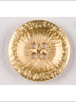 Metal 4-Hole Button – 44L/28mm – Light Gold Textured Rolled Rim Metal 4-Hole Button – 44L/28mm – Light Gold Textured Rolled Rim