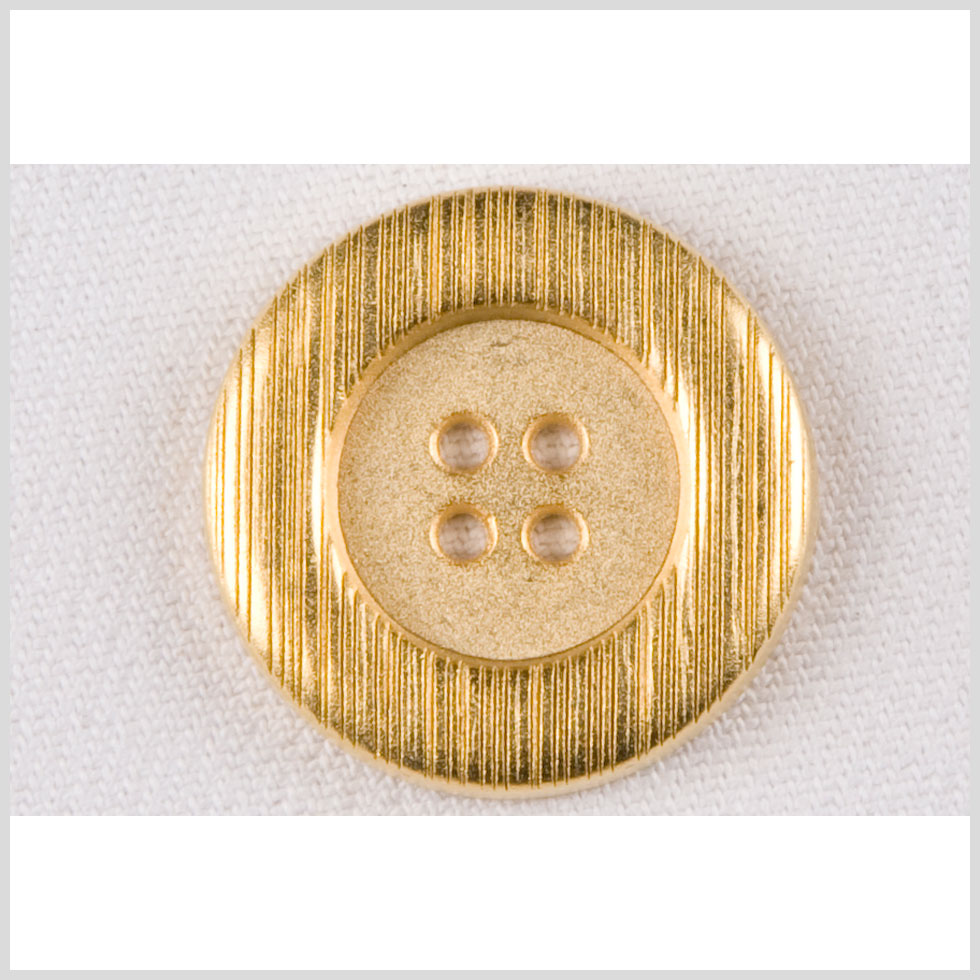 Metal 4-Hole Button – 44L/28mm – Gold Rolled Rim with Engraved Lines Metal 4-Hole Button – 44L/28mm – Gold Rolled Rim with Engraved Lines
