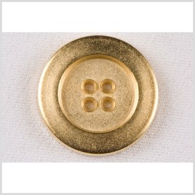 Metal 4-Hole Button – 44L/28mm – Gold Sand Textured with Raised Rim Metal 4-Hole Button – 44L/28mm – Gold Sand Textured with Raised Rim