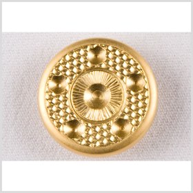 Metal Shank Back Button – 44L/28mm – Bright Gold Basketweave and Circles Metal Shank Back Button – 44L/28mm – Bright Gold Basketweave and Circles