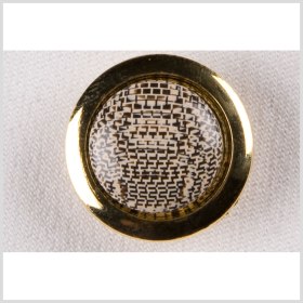 Metal Shank Back Button – 32L/20mm – Brown and Cream Abstract Print with Gold Rim Metal Shank Back Button – 32L/20mm – Brown and Cream Abstract Print with Gold Rim