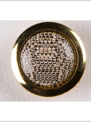 Metal Shank Back Button – 32L/20mm – Brown and Cream Abstract Print with Gold Rim Metal Shank Back Button – 32L/20mm – Brown and Cream Abstract Print with Gold Rim