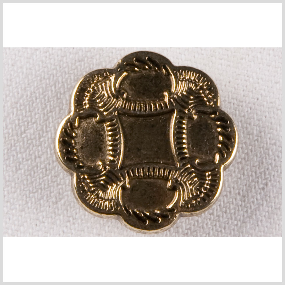 Metal Shank Back Button – 36L/23mm – Cloud Shaped Gold with Ornate Borders Metal Shank Back Button – 36L/23mm – Cloud Shaped Gold with Ornate Borders